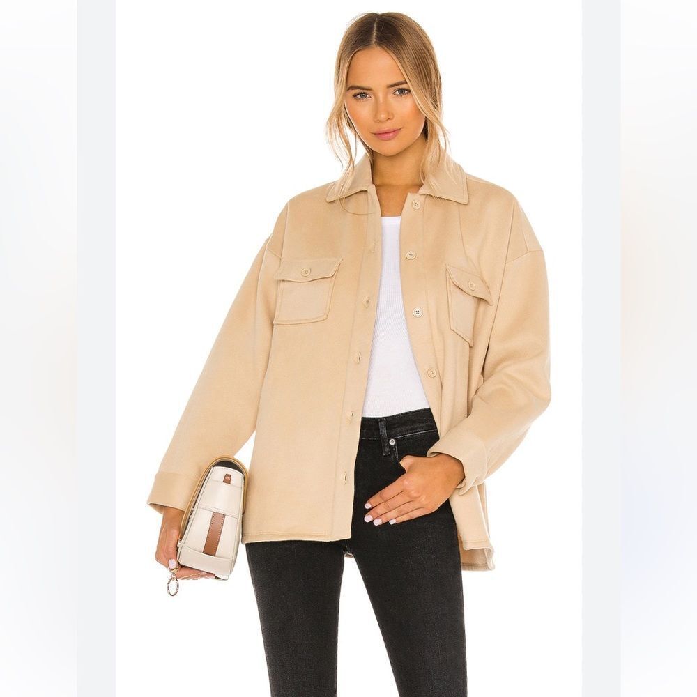 NEW Lovers + Friends x Revolve Belted Utility Fleece Jacket Beige Size XL